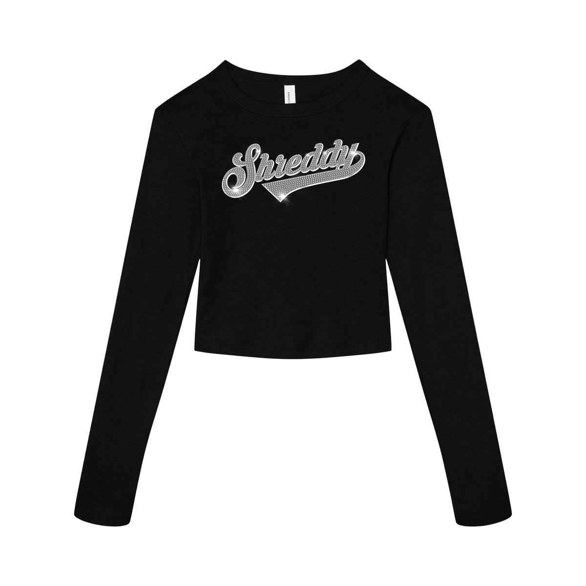 トップス andmary Lindsay logo tops black iced-long-sleeve-cropped-shirt