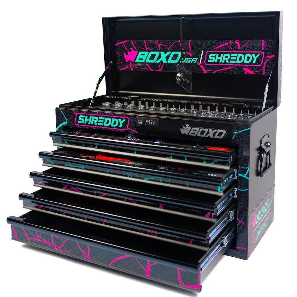Combo Box 5-Drawers | CRACKED ShreddyBox 159-Piece Metric and SAE Toolbox - Shreddy