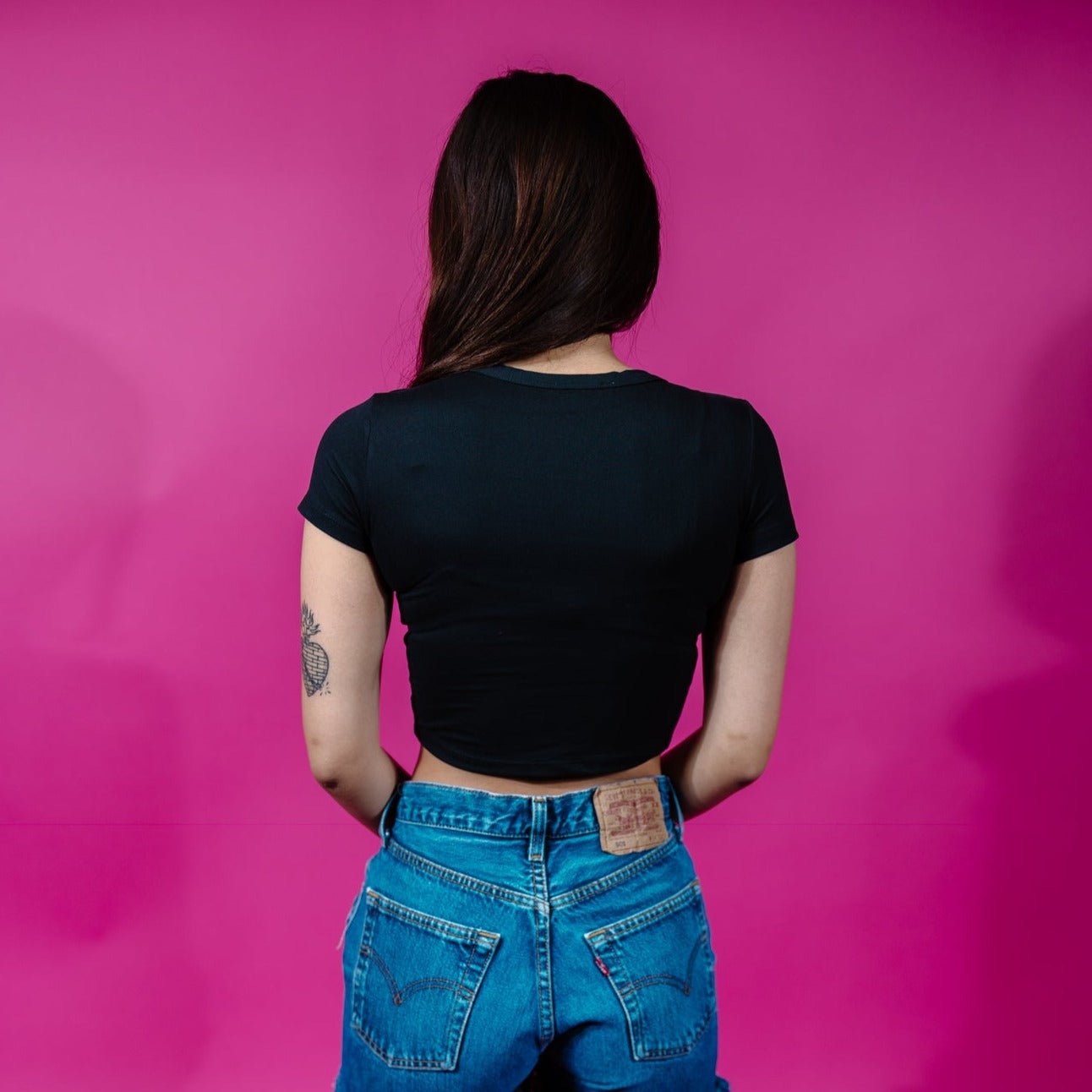 Copy Crop Shirt Black (Womens) - Shreddy