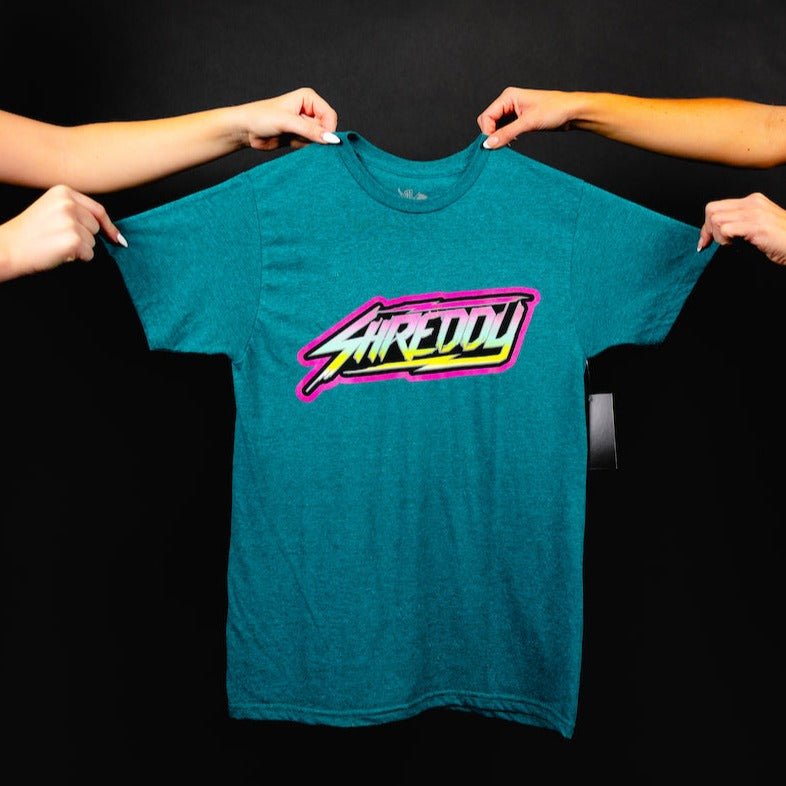 Neon Logo Bi-Blend Shirt Cyan Black (Mens) - Shreddy