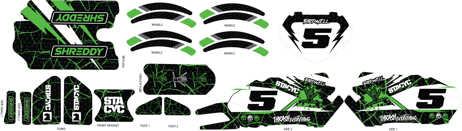 SHREDDY CUSTOM STACYC KITS GEN 2 (GREEN) - Shreddy