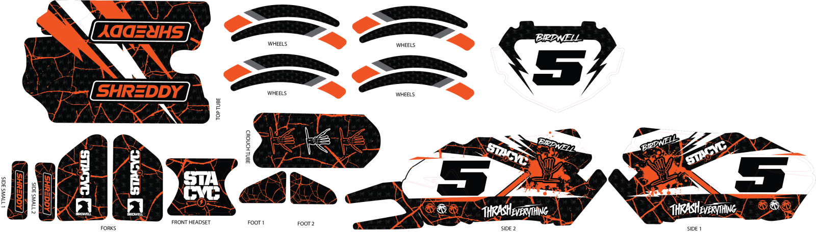 SHREDDY CUSTOM STACYC KITS GEN 2 (ORANGE) - Shreddy