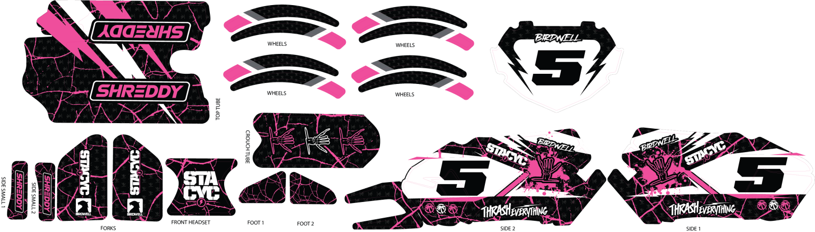 SHREDDY CUSTOM STACYC KITS GEN 2 (PINK) - Shreddy