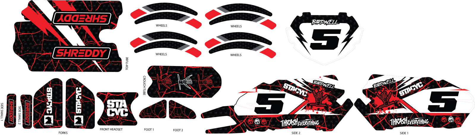 SHREDDY CUSTOM STACYC KITS GEN 2 (RED) - Shreddy