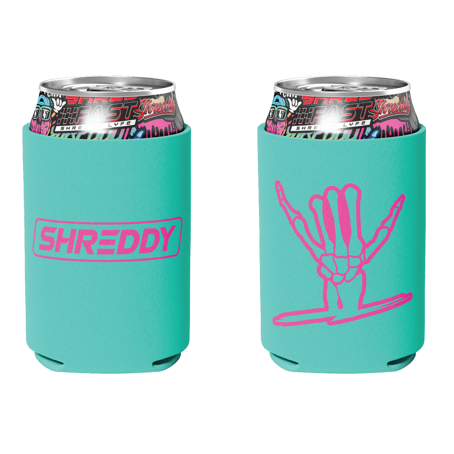 Box Icon Koozie Teal / Pink (12oz) - Shreddy