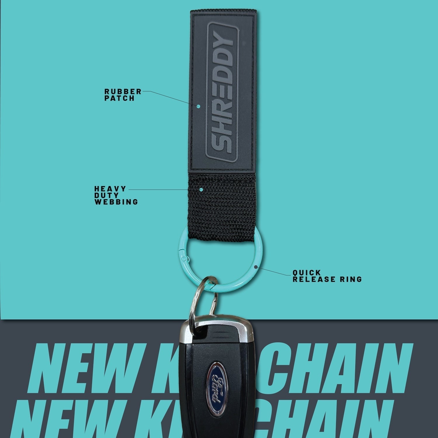 Box Logo Rubber Patch Key Chain - Shreddy