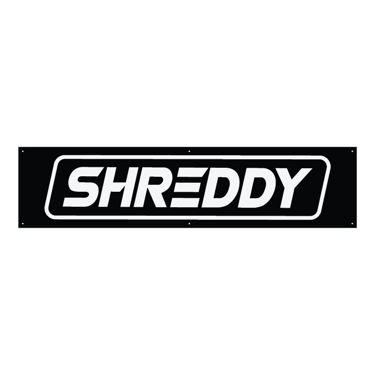 Box Logo Banner White 58" x 14" - Shreddy