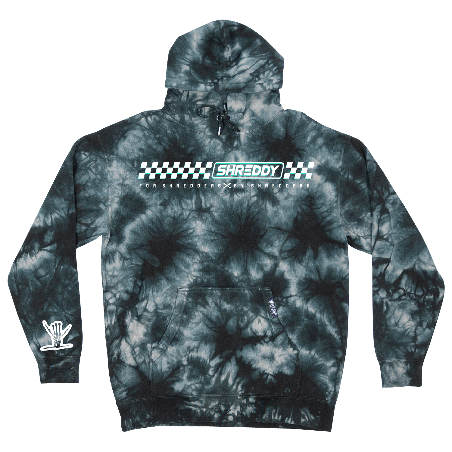 Checks Hoodie Tie Dye Black (Mens) - Shreddy