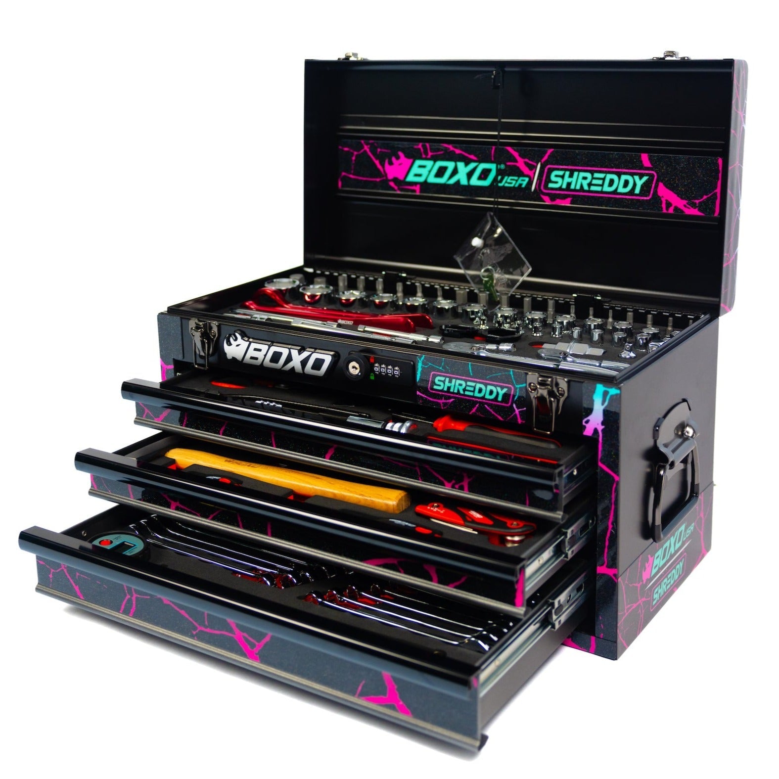 Combo Box 3-Drawers | CRACKED ShreddyBox 159-Piece Metric and SAE Toolbox - Shreddy