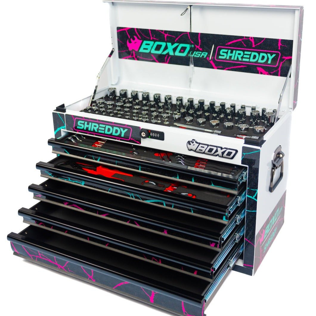 Combo Box 5-Drawers | CRACKED ShreddyBox 159-Piece Metric and SAE Toolbox - Shreddy