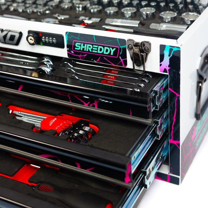 G Reddy Box Motobox 3-Drawers | CRACKED ShreddyBox 103-Piece metric Toolbox